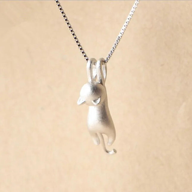 Popular 925 Sterling Silver Jewelry Fashion Simple Animal Cute Kitty Clavicle Chain Pendant Cat Necklaces XL003 PlatiNum