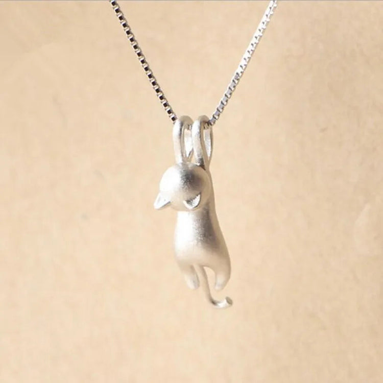Popular 925 Sterling Silver Jewelry Fashion Simple Animal Cute Kitty Clavicle Chain Pendant Cat Necklaces XL003 PlatiNum