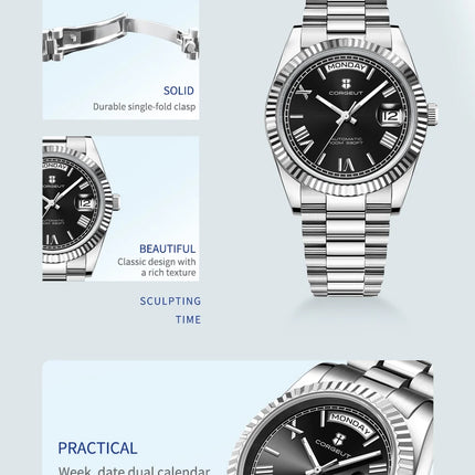 Custom Logo Diy 36/39MM Dial Automatic Mechanical Watches For Man Week Date Type Sapphire Luxury Waterproof Diving Man Watches