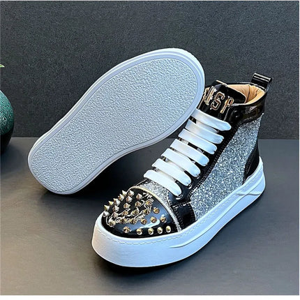 Rhinestone Luxury Designer Sneakers Italy Fashion Men Punk Hip Hop Platform Casual Shoes Trainers Business Wedding Loafers 93