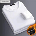 Men's Fleece Lined Thickened Long Sleeve T-Shirt round Neck Base Shirt Autumn Clothes Winter Thermal Wear Breathable Casual Top PlatiNum