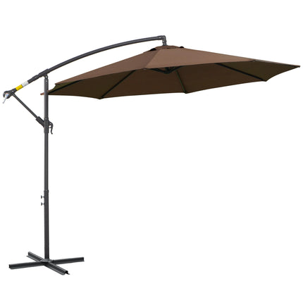 Weather-resistant crank parasol 3 m x 3 m x 2.5 m in steel and coffee-coloured polyester