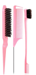 11pcs Hair Brush Set for Women and Men, Edge & Back Brushing, Curly Hair Brush Set with Spray Bottle Flower hair clip
