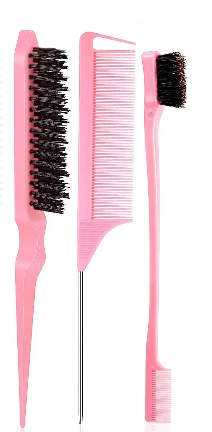 11pcs Hair Brush Set for Women and Men, Edge & Back Brushing, Curly Hair Brush Set with Spray Bottle Flower hair clip
