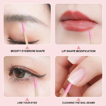 400pcs Pink Double Head Nail Art Cuticle Pusher Remover 7CM Orange Wood Sticks Cotton Swab Clean Tool for Nail Rhinestone Makeup 2028