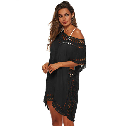 Abbigliamento da spiaggia taglie forti per donna Capispalla estivo lavorato a maglia con scollo a V Bikini Cover Up Tunica gialla Pareo Costume da bagno Coverd Abito grande XXL platinumshop