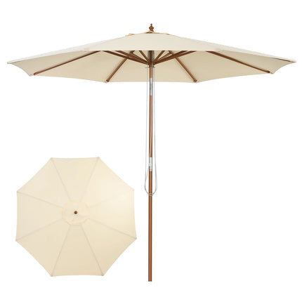 Ombrellone da Patio Grande 2,7m con Sollevamento a Carrucola, Tessuto in Poliestere Impermeabile e Resistente allo Sbiadimento, Parasole da Esterno per Giardino, Spiaggia, Piscina, Cortile