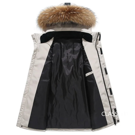 Men Hooded Fur Collar Down Coats Puffer Jackets Winter Casual Duck Down Coats Quality Male Outdoor Windproof Winter Warm Parkas