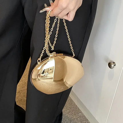 Designer Acrylic Shell Shape Clutch Bag Gold Silver Women Evening Party Bag Cute Shiny Metal Shoulder Crossbody Bags Small Purse PlatiNum