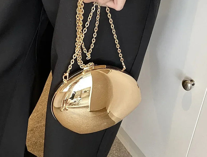 Designer Acrylic Shell Shape Clutch Bag Gold Silver Women Evening Party Bag Cute Shiny Metal Shoulder Crossbody Bags Small Purse PlatiNum
