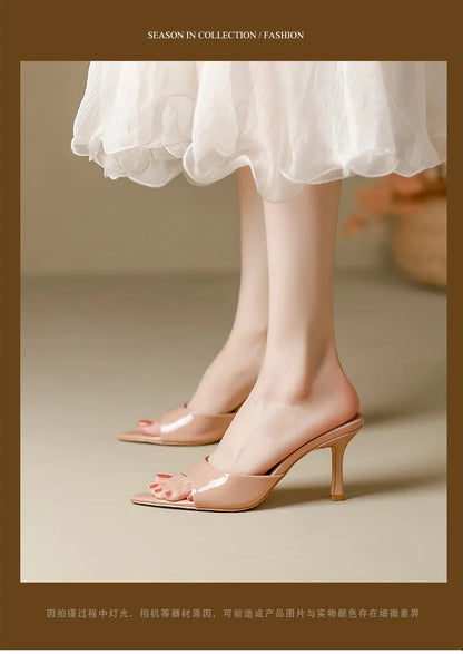 Sexy Pointy Toe Thin High Heels Slippers For Ladies Elegant Style Summer Slip-on Outdoor Walking Sandals Mules Women Party Shoes