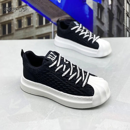 Sneakers Casual Men Designer Classic Shell Toe Board Shoes Fashion Leather Fabric Breathable Height Increased Platform Gym Shoes