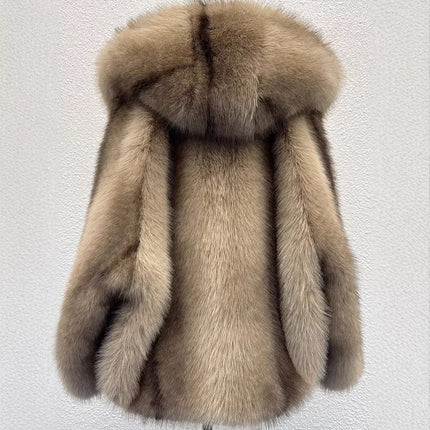 ZADORIN Fashion Oversized Hooded Faux Fox Fur Coat Woman Thick Warm Faux Fur Jackets Black Brown Fur Coat Winter Coats for Women