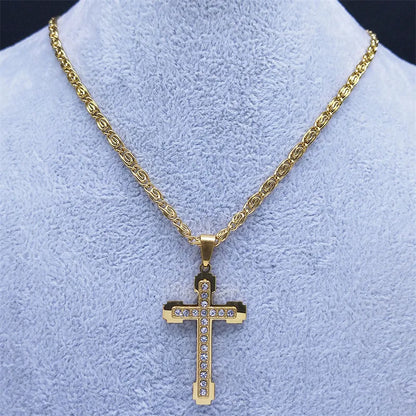 HNSP Ciondolo per collana con croce in zircone di lusso in acciaio inossidabile 316L per accessori per gioielli da uomo e donna