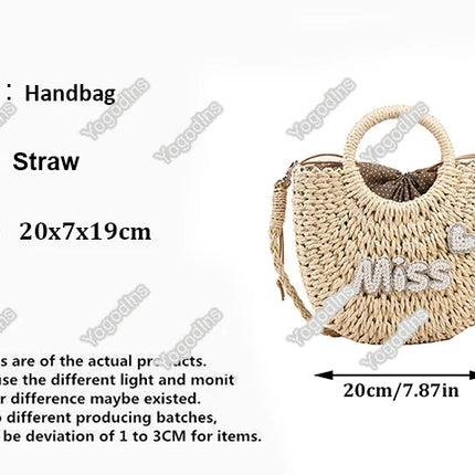Personalized Summer Straw Bag for Women, Large Capacity, Perforated Design, Simple Shoulder Beach Bag for Vacations