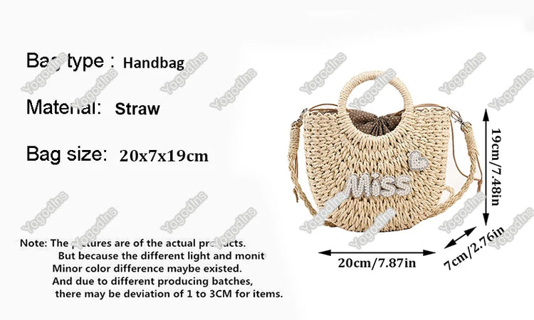 Borsa Estiva Personalizzata in Paglia per Donne, Grande Capacità, Design Traforato, Semplice Borsa a Tracolla da Spiaggia per Vacanze