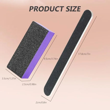 4 Pack Black Nail File 100/180 Grit and 3 Sided Buffer Block Set