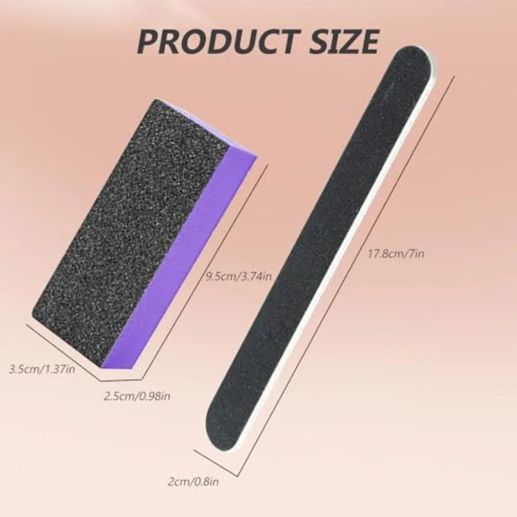 4 Pack Black Nail File 100/180 Grit and 3 Sided Buffer Block Set