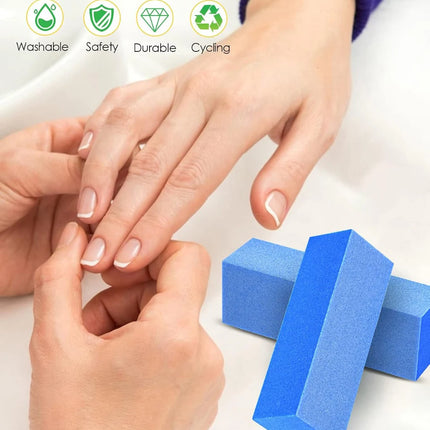 24/48PCS Nail Buffer Blocks 180/180/240 Grit Professional Salon 3 Way Blue Buffing Blocks for Manicure