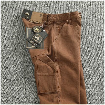 2025 Spring and Autumn New American Retro Heavyweight Patchwork Cargo Pants Men's Fashion Multi-pocket Casual Loose Trousers