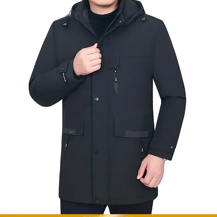 Men's Detachable Liner & Hat Puffer Coats Business Casual Hooded White Duck Down Jackets 2026 Winter Outwear Windproof Top Parka