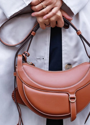 Borsa a tracolla a mezzaluna da donna in pelle PU, design elegante, borsa per tutti i giorni