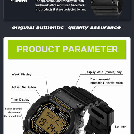 SANDA G Style LED Orologio digitale Unisex Antiurto Impermeabile Orologi sportivi Ragazzo Ragazza Cronometro Orologio elettronico a LED militare platinumshop