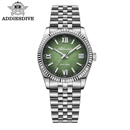 ADDIESDIVE New 36mm Watch for Men AD2512 Luxury Sapphire VH31 Quartz Wristwatch 100m Waterproof Stainless Steel Luminous Watches