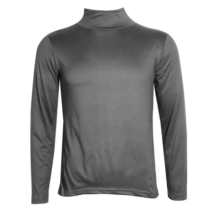Men's High Neck T-shirts Fashion Solid Slim Long Sleeve T-shirt Male Long Sleeve Basic Bottoming Shirt Fashion Slim-Fit Tops PlatiNum