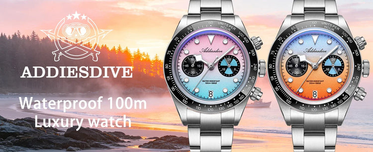 ADDIESDIVE AD2559 Men's Vintage Racing Watch Luxury Quartz Chronograph VK64 Ceramic Bezel K1 Mineral Crystal 100M Waterproof