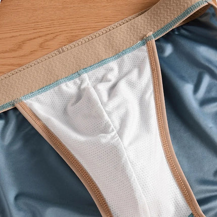 3 pezzi LORIEN CREST Slip bikini triangolari da uomo in raso di seta di lusso, traspiranti, ultra morbidi, comodi, sexy, intimo maschile