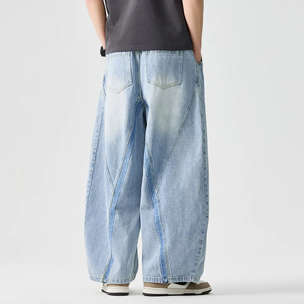 Pantaloni in denim Hip Hop da uomo High Street Autunno Pantaloni a gamba larga Uomo Casual Harajuku Jeans dritti Uomo Pantaloni cargo oversize larghi