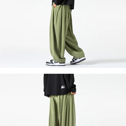 Pantaloni a Gamba Dritta da Uomo, Casual e alla Moda, con Vita Alta Elasticizzata, Stile Harajuku, Larghi, Streetwear, Taglie Fino a 5XL