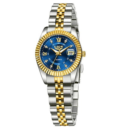 Orologio da Polso LIGE di Lusso con Strass per Donna, Cinturino in Acciaio Inossidabile, Movimento al Quarzo, Regalo, Reloj Mujer platinumshop