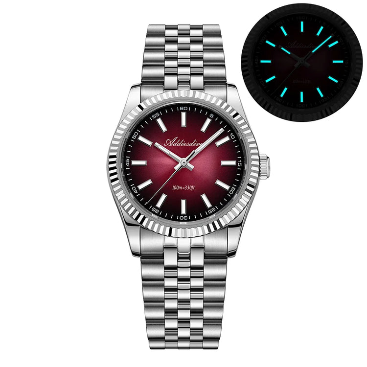 ADDIESDIVE New Watch for Men Sapphire AD2073 Luxury VH31 Quartz Wristwatch 36mm Stainless Steel Waterproof 100m Luminous Watches