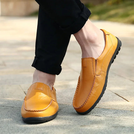 Scarpe Casual da Uomo in Vera Pelle di Lusso, Mocassini Estivi Cuciti a Mano, Traspiranti, Slip-on, Scarpe da Guida, Taglia Grande 47