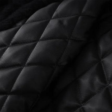 Casual Patchwork Faux Fur Collar Women's Coat Lace Up Pockets Thicken Lady Coats 2026 Autumn Winter Female Street Outerwear