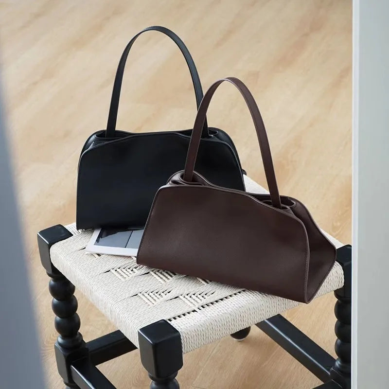 [Full Leather Inside Outside] Drinking Milk Cowhide Imported Saddle Leather Underarm Bag Single Shoulder Crossbody Bag Simple