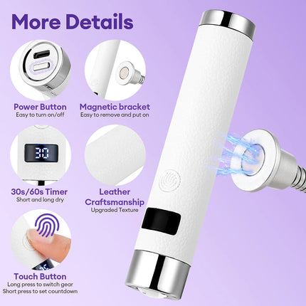 Wireless Mini UV LED Nail Lamp Rechargeable Handheld LED Nail Dryer Smart Sensor Gel Polish Curing Lamp for Manicure Tool Home Salon