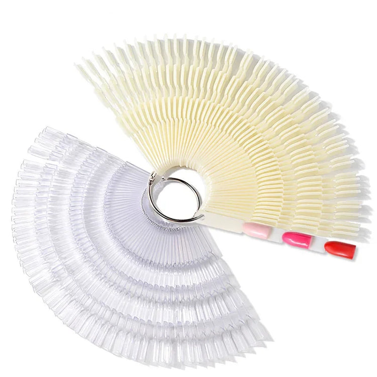 50pcs Set 150 Tips 3 Knots Fan Nail Art Display Swatch Chart UV Gel Polish Practice Color Card Palette Tool 2027