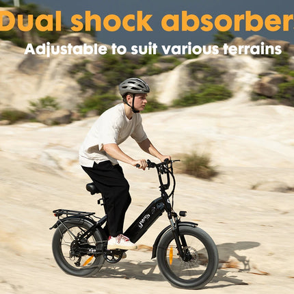 Bicicletta Elettrica Fat Tire Commuter Bodywel F20 500W 48V 15Ah con Autonomia 60-80KM, Pneumatici Fat 20"x3.0", 7 Velocità e Sospensione Anteriore per Adulti Urbani