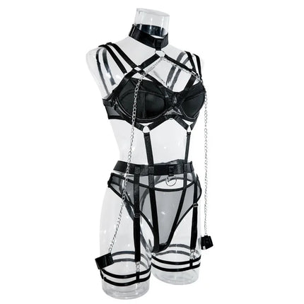 Toucheart 4 Piece Set Sexy Chain Halter Underwear Set For Women Erotic Lingerie Temptation Sexy Role Play Chain Underwear Set
