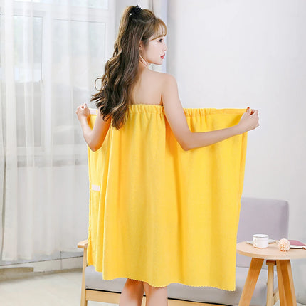Gonna da bagno in velluto di corallo super morbida alla moda per donne, con alta assorbenza d'acqua e fascia elastica di asciugatura rapida, asciugamano a mezzo corpo avvolgente per la spiaggia.