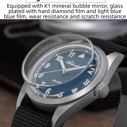 ADDIESDIVE 36mm Men's Analog Watch Bubble Mirror Glass 100m Waterproof Luminous Watch Simple Men Quartz Watches with Nylon Strap