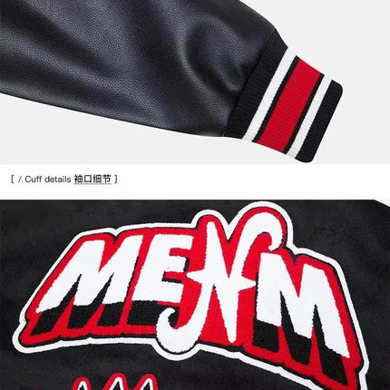 Bomber Jacket Men Women Flocking Hip Hop Loose Casual Patchwork Coat Unisex Embroidery High Street Varsity Baseball Outwear 2023