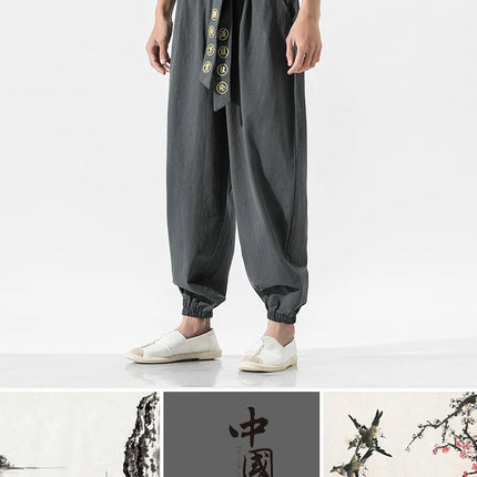 Pantaloni Kimono giapponesi ricamati pantaloni larghi Harajuku Casual da uomo 2023 abbigliamento tradizionale asiatico costume stile Yukata Harem