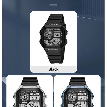 SYNOKE Digital Watches uomo sport luminoso multifunzione impermeabile orologio da polso da donna all'aperto e in esecuzione studente sette luci platinumshop