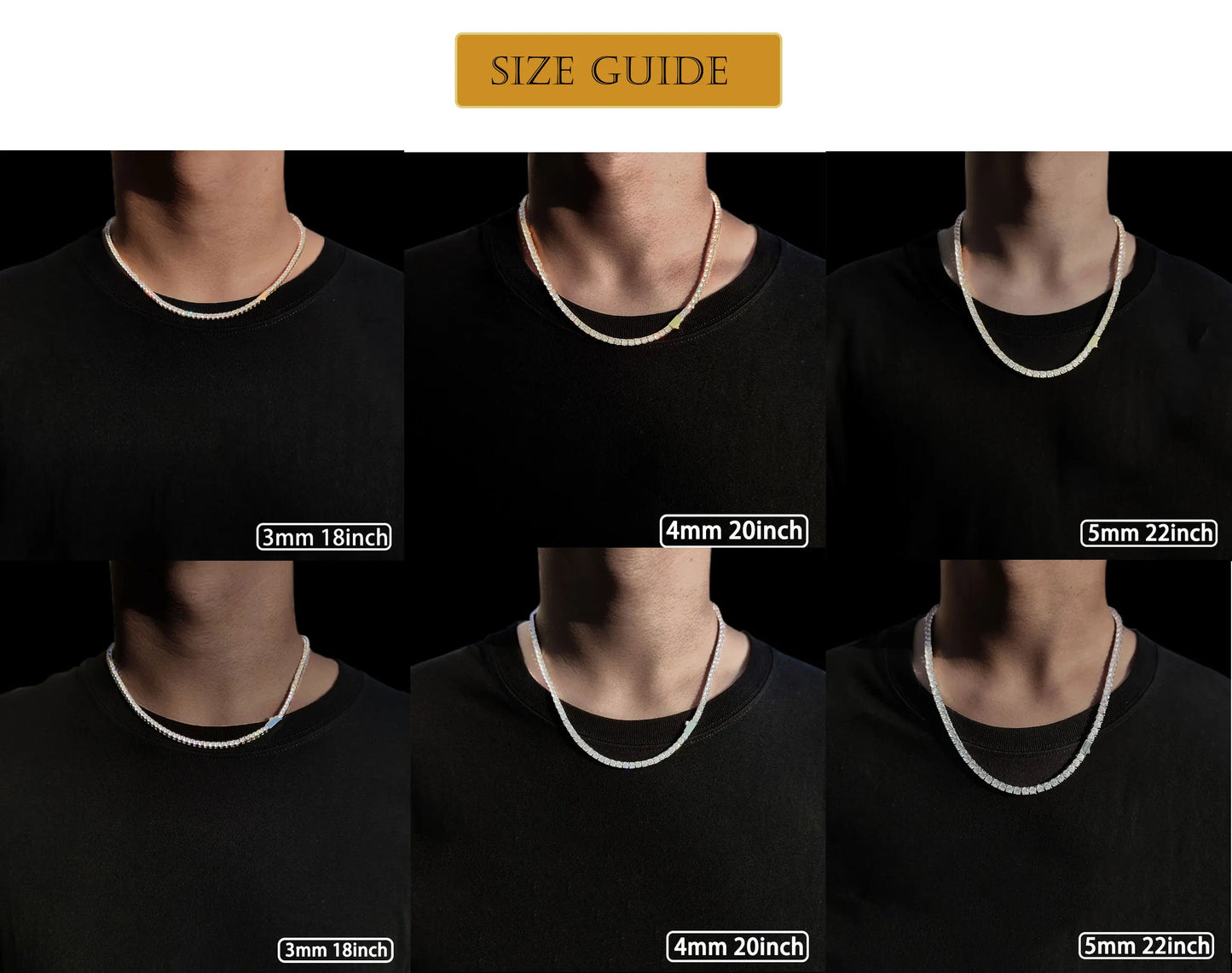 Gioielli Hip Hop Cubic Zirconia ghiacciata Catena da tennis ghiacciata Collana bling placcata oro 18 carati per le donne Logo laser personalizzato gratuito