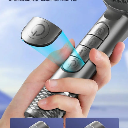 Soffione doccia autopulente a 4 modalità con spazzola in silicone, arresto acqua con un tasto, massaggio ad alta pressione, soffione in ABS con filtro