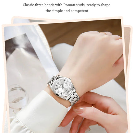 OLEVS 3666 Orologi da Donna Originali al Quarzo Impermeabili Luminosi Regalo per Donna Cronografo con Data Reloj Mujer platinumshop